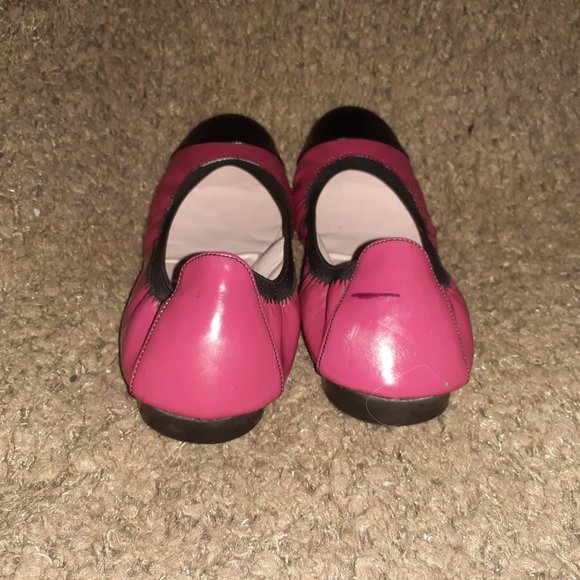 PRETTY BALLERINAS-SHIRLEY-Ballet Flats-Fuchsia w/Black Cap Toe Patent-Sz 38-EX - Picture 5 of 7